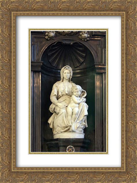 Michelangelo 2x Matted 18x24 Gold Ornate Framed Art Print Madonna And