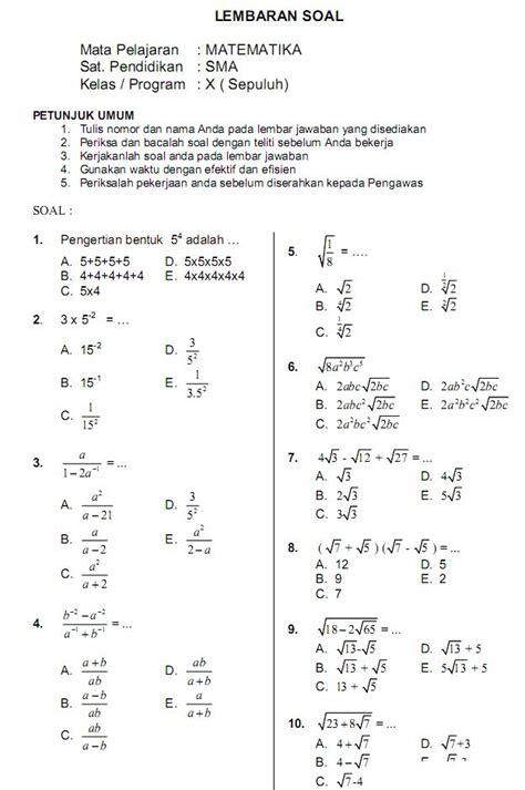 Soal Uh Matematika Kelas 9 Bab Bilangan Pangkat Dan Akar Materi Soal