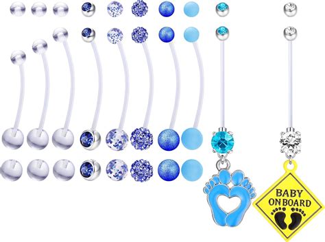 Bodybonita 10pcs Pregnancy Belly Button Rings 14g Clear Flexible Bioplast Sport Maternity Belly