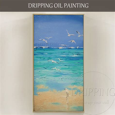 Free Shipping Hand Painted High Quality Abstract Seagull Oil Painting