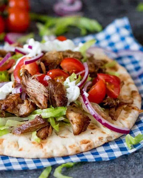 There aren't many pieces of meat that are this delicious and can feed this many people for less than $1 per person. Pork Gyros with Tzatziki and Sweet Chili Sauce - Simply Stacie