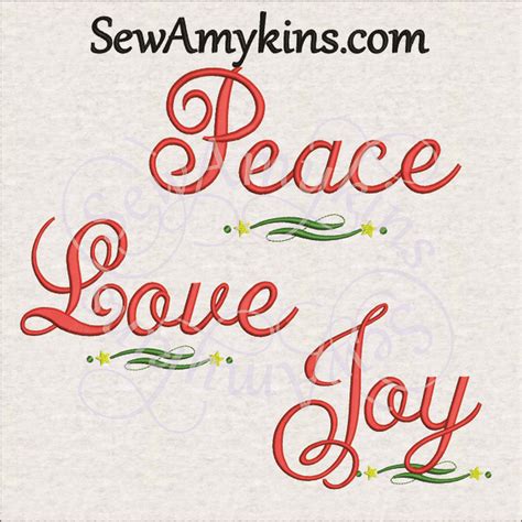 Christmas Words Peace Love Joy Fancy Script Embroidery