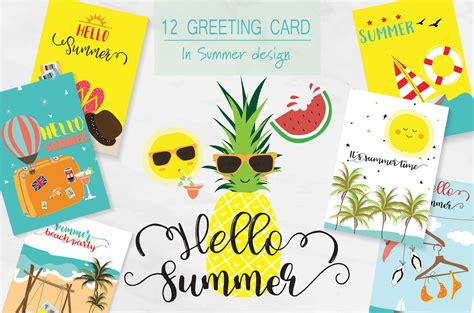 12 Cute Summer Cards Summer Cards Card Templates Card Templates