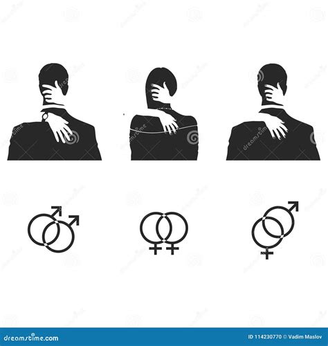 Silhouettes Of Hugging And Kissing People Set Of Sexual Gender Orientation Icons Human