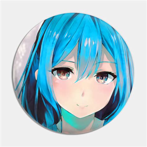 Cute Anime Cartoon Girl With Blue Hair Anime Girls Pin