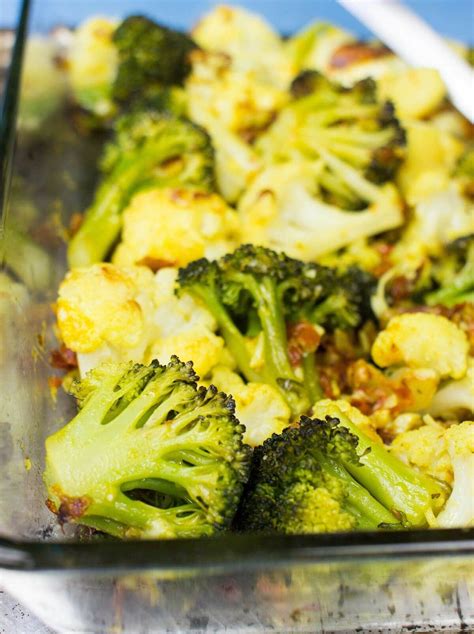 Garlicky Oven Roasted Broccoli And Cauliflower Recipe