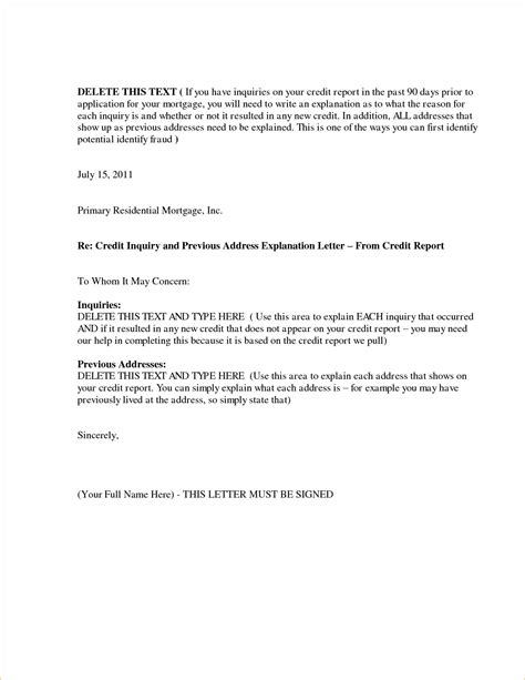 Letter Of Explanation For Credit Inquiries Template Examples Letter