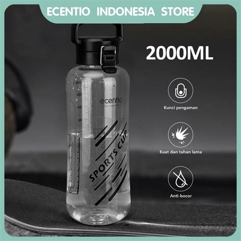 Jual Ecentio Botol Minum Olahraga 2 Liter Botol Air Sedotan Bottle