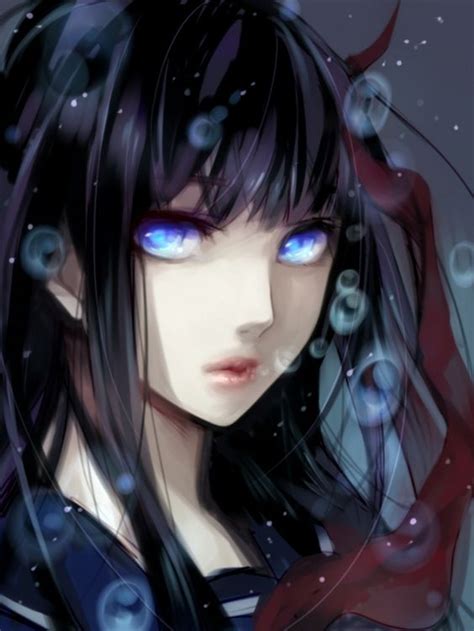 Anime Girl With Black Hair And Blue Eyes Nekomangaanimestuff Pinterest Eyes Image