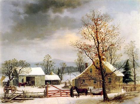 New England Winter Scene 1858 Painting George Henry Durrie Oil
