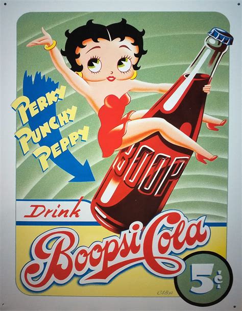 Plaque Métal Vintage Betty Boop Boopsie Cola Tofmobile Plaque Métal