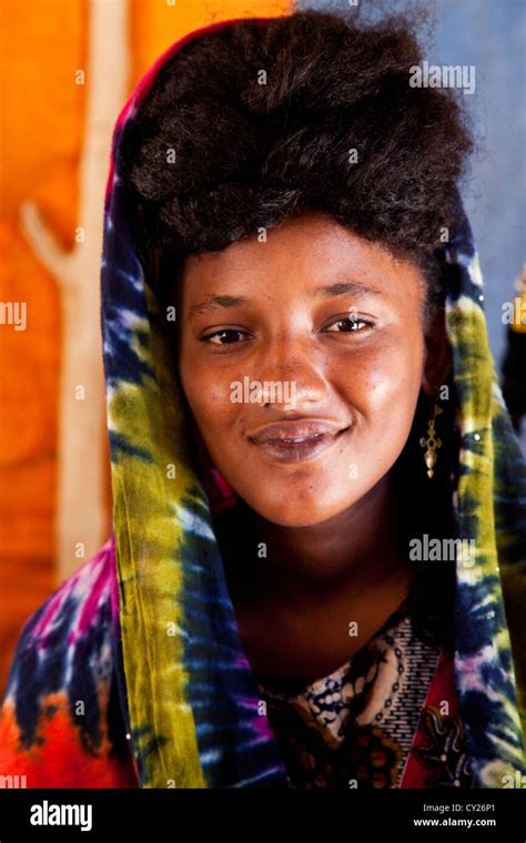 Portrait Of A Young Tuareg Wodaabe Woman In Niger Africa Stock Photo