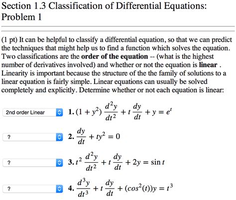 Solved Section Classification Of Differential Equatio Chegg Com