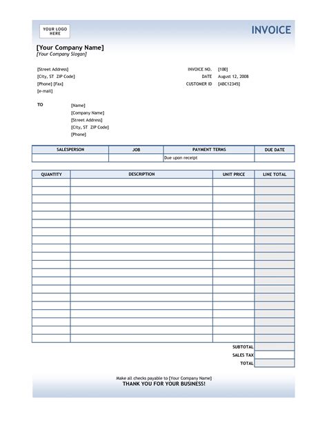 Excel invoice template for construction. Sample Invoice For Services * Invoice Template Ideas