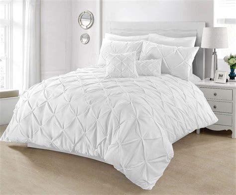 Pintuck Duvet Cover With Pillowcases 100 Percale Cotton Quilt Bedding
