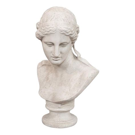 Vintage Portrait Bust English Plaster Statue Woman Classical Taste