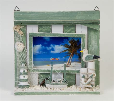 Picture Photo Frame Marine Sea Nautical Theme With Shells And Beach
