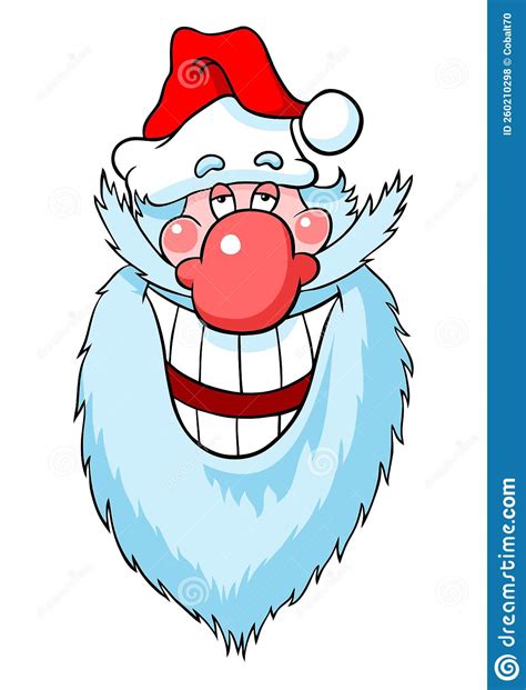 Vector Color Image Of A Laughing Santa Isolated On White Cartoon Face Of Santa Claus Cheerful