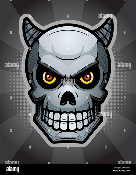 An Illustration Of A Demon Skull On A Background Stock Vector Image