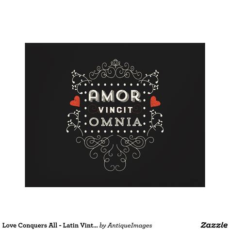Love Conquers All Latin Vintage Typography Canvas Print