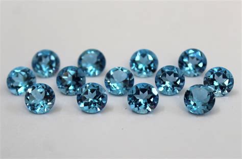 6mm Swiss Blue Topaz Round Faceted Gemstone Natural Swiss Blue Topaz