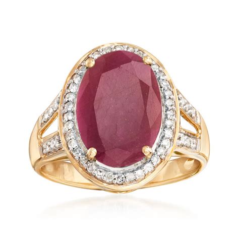 550 Carat Ruby Ring With 24 Ct Tw Diamonds In 14kt Yellow Gold
