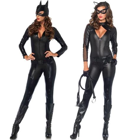 Catwoman Cosplay Costume Women Skinny Suit Ladies Role Play Catsuit Sexy Jumpsuit Zipper