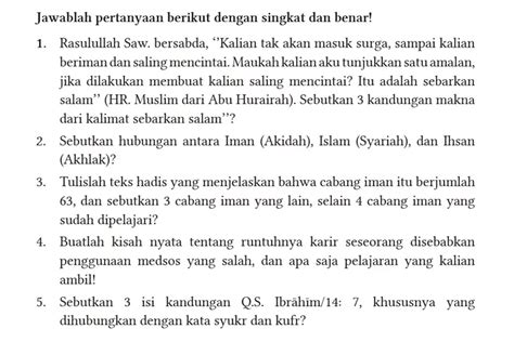 KUNCI Jawaban PAI Kelas 11 Kurikulum Merdeka Halaman 62 Penilaian Esai