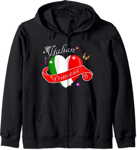 italian princess i heart italy flag womens zip hoodie clothing shoes and jewelry