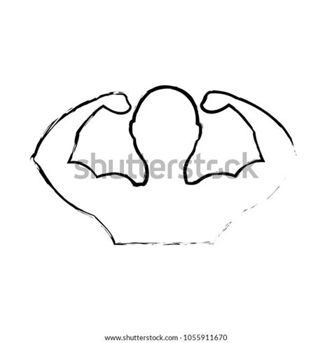 Silhouette Muscle Man Bodybuilder Fitness Gym Stock Vector Royalty
