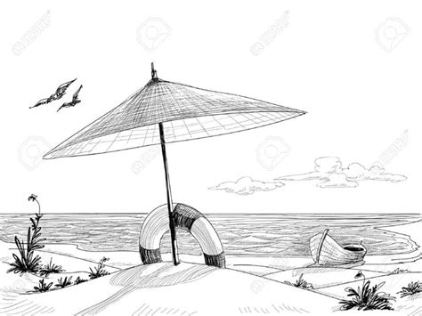 Beach Background Vector In 2020 Beach Sketches Beach Drawing Drawings