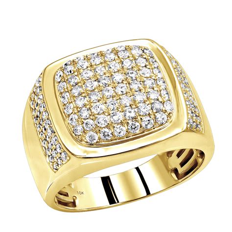 Luxurman Mens Diamond Rings 10k Gold Unique Diamond Wedding Band 15 Carat Ye ?w=1