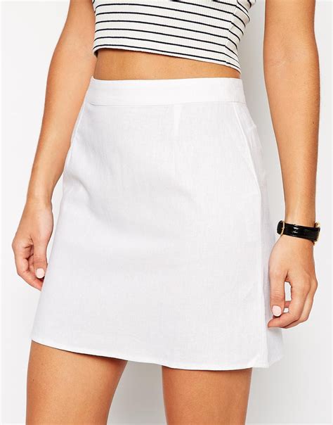 Lyst Asos A Line Linen Mini Skirt In White