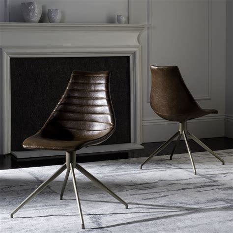 Safavieh Lynette Mid Century Modern Leather Swivel Dining Chair Set Of