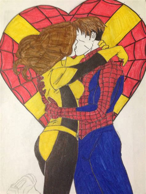 Spiderman Peter Parker With Kitty Pryde Lovekiss By Diazh2xtremppkp