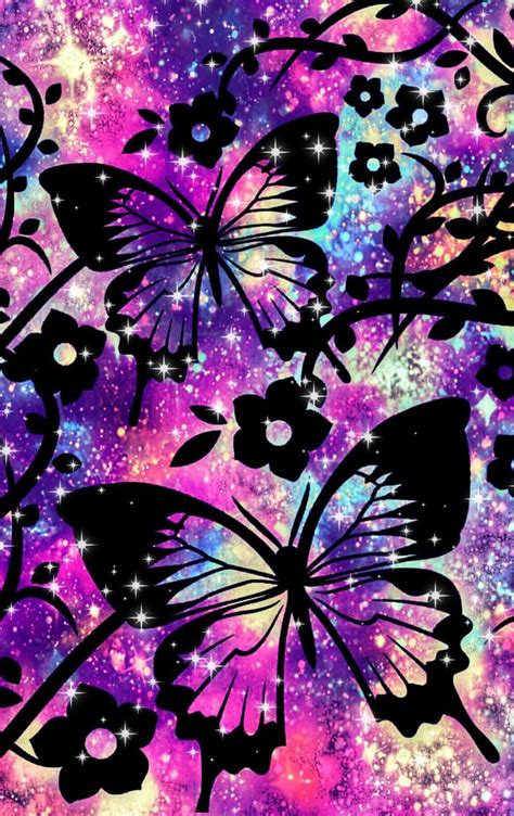 Glitter Sparkle Galaxy Image By Mpink™ Butterfly Wallpaper Iphone