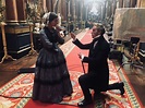 Jenna Coleman and Laurence Fox (Lord Palmerston) having fun on set ...