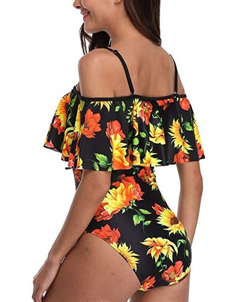 tempt me women one piece flounce swimsuit pineapple printed off shoulder bathing suit at amazon