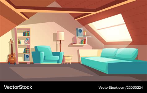 Cartoon Empty Garret Room Attic Interior Vector Image