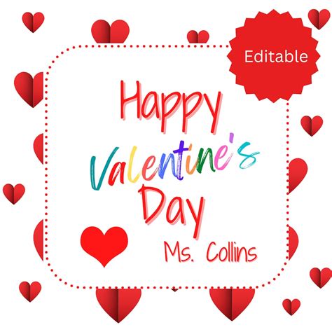 Editable Valentines Tags Printable Personalized Valentines Day