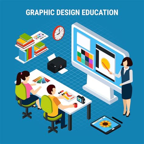 Free Vector Graphic Design Education Process In Classroom With Two