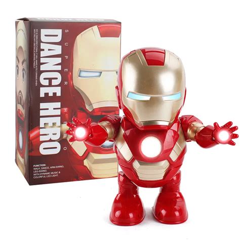 deal dancing robot iron man captain america led music toy superhero robot funny avenger toys for