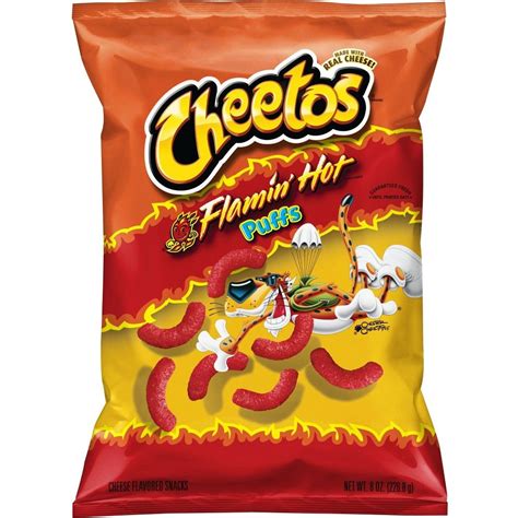 Cheetos Flamin Hot Puffs 8oz In 2021 Hot Cheese Cheetos Puffs Hot Snacks