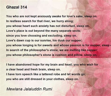 Ghazal 314 Poem By Mewlana Jalaluddin Rumi Poem Hunter