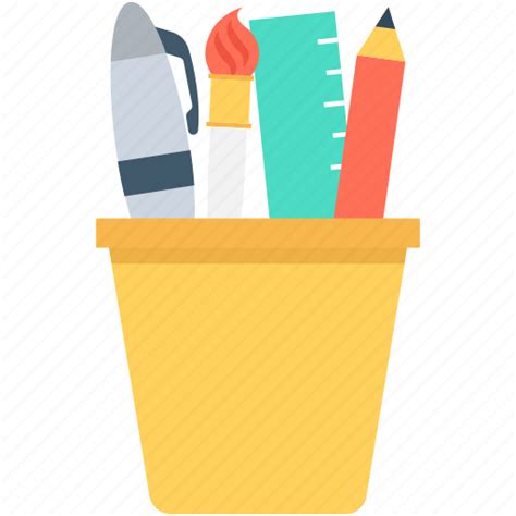 Geometry box, pencil box, pencil case, pencil pot, stationery icon