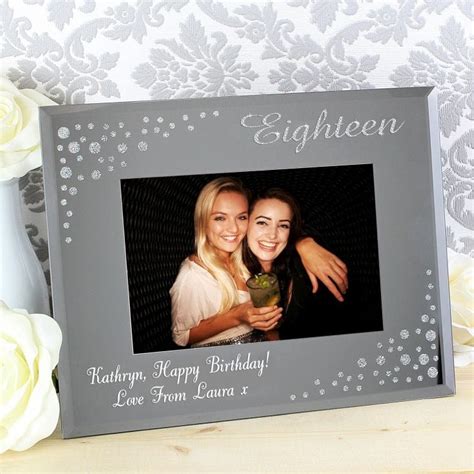 Personalised 18th Birthday Diamante Glass Photo Frame Fmag