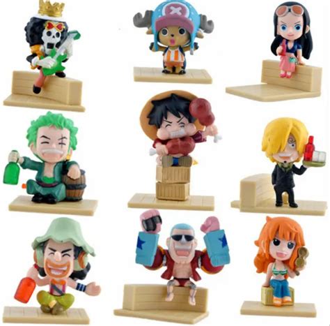 9pcs Anime One Piece Luffy Sanji Zoro Nami Brook Chopper Action Figures