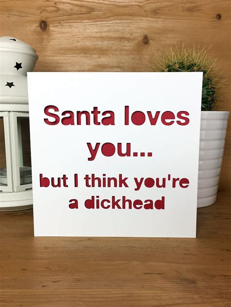 Funny Rude Christmas Card Friend Merry Christmas Card Santa Etsy