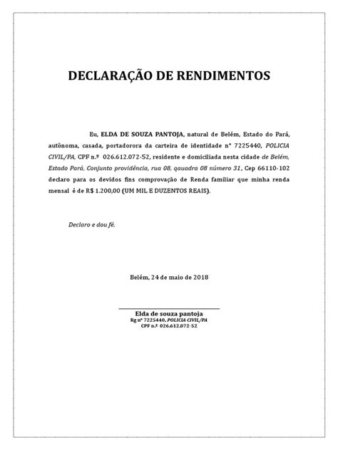 Modelo De Declaracao De Rendimentos Autonomo Cópiadoc Governo E