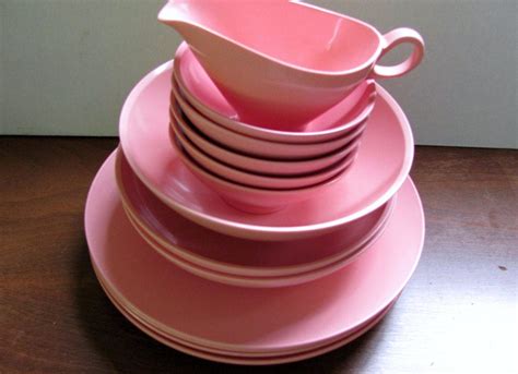 Flamingo Pink Melmac Dinnerware Set Boontonware